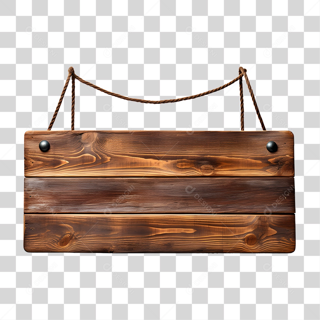 Elemento 3D Placa de Madeira Para Composição PNG Transparente