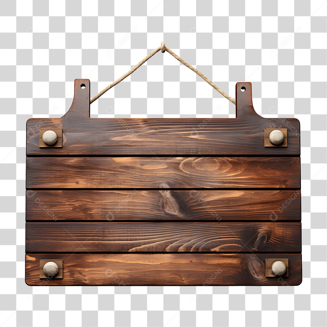 Elemento 3D Placa de Madeira Para Composição PNG Transparente