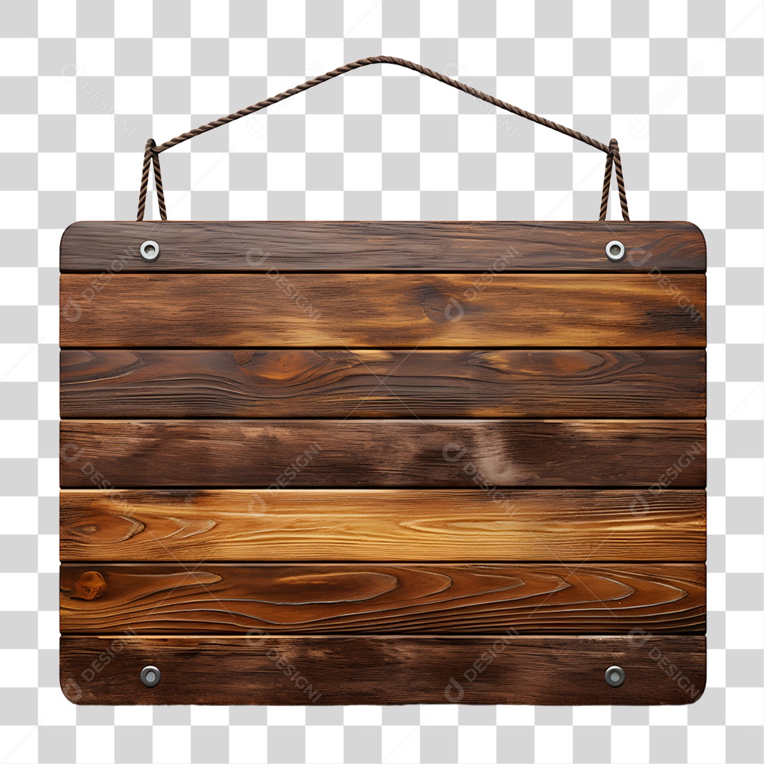 Elemento 3D Placa de Madeira Para Composição PNG Transparente