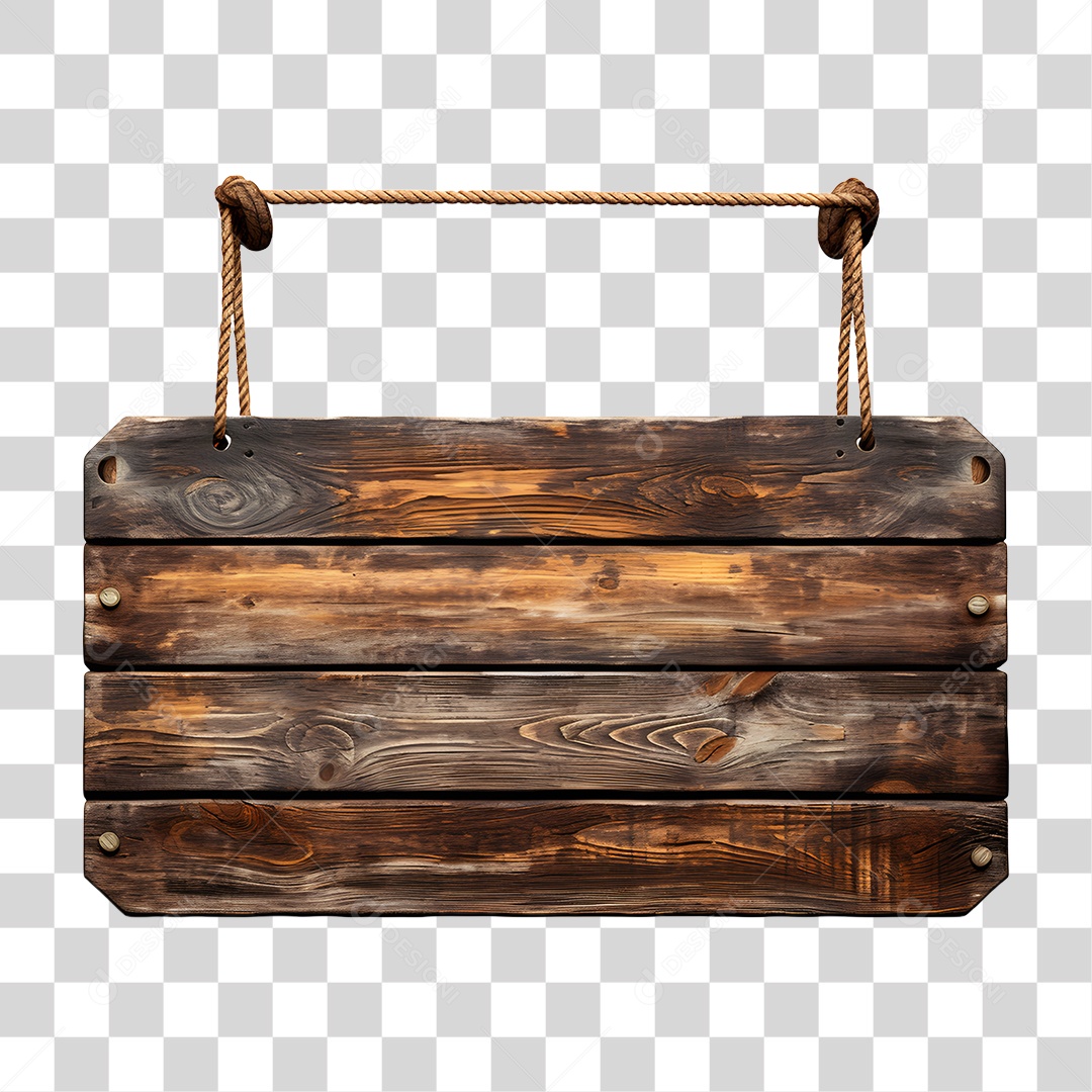 Elemento 3D Placa de Madeira Para Composição PNG Transparente
