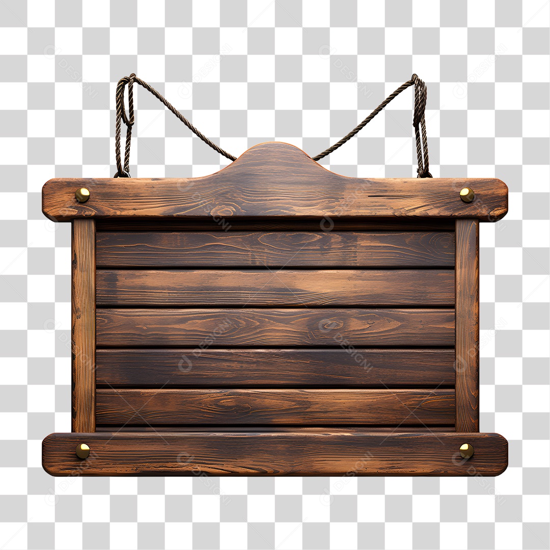 Elemento 3D Placa de Madeira Para Composição PNG Transparente