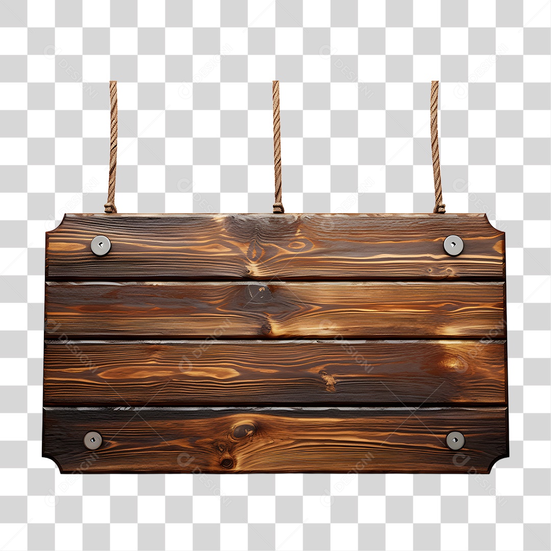Elemento 3D Placa de Madeira Para Composição PNG Transparente
