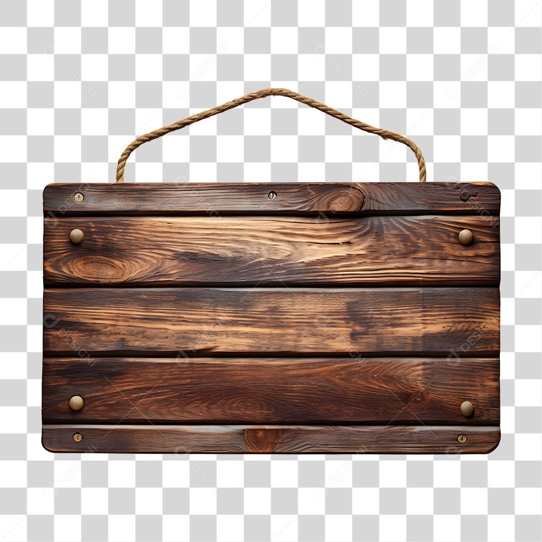Elemento 3D Placa de Madeira Para Composição PNG Transparente