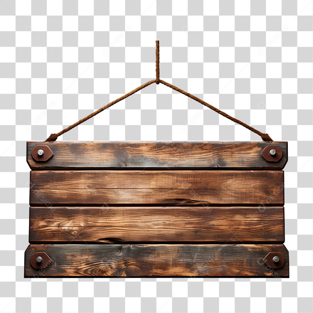 Elemento 3D Placa de Madeira Para Composição PNG Transparente