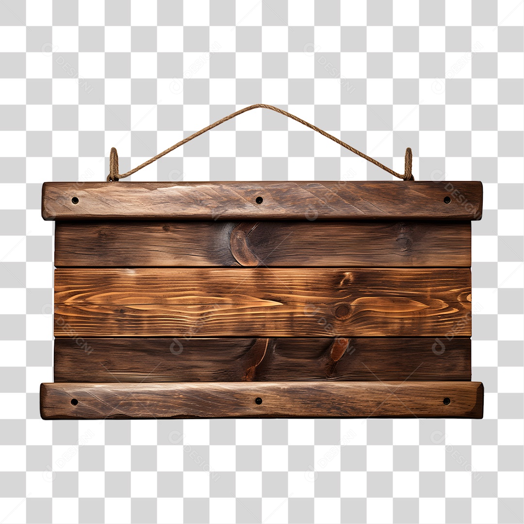 Elemento 3D Placa de Madeira Para Composição PNG Transparente