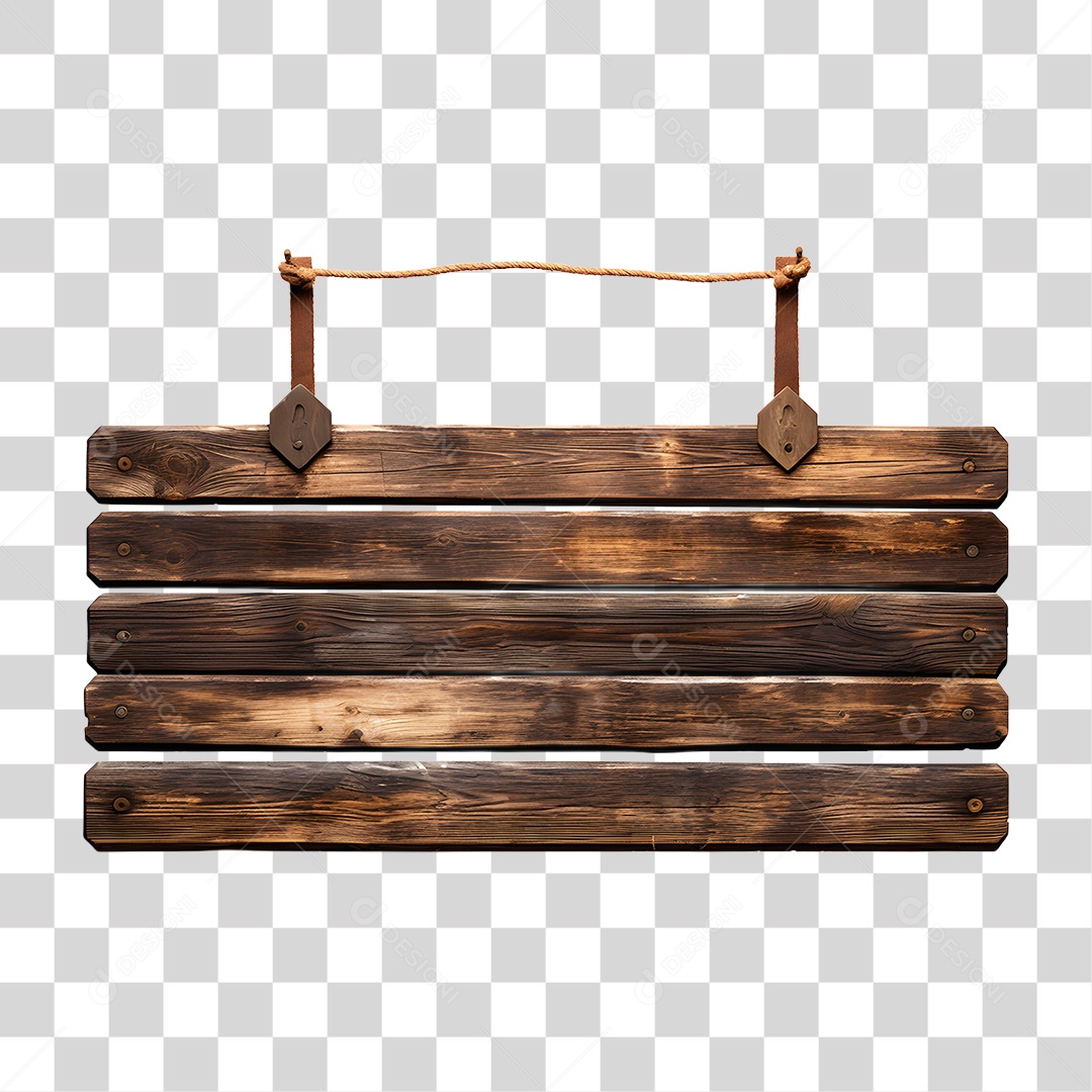 Elemento 3D Placa de Madeira Para Composição PNG Transparente