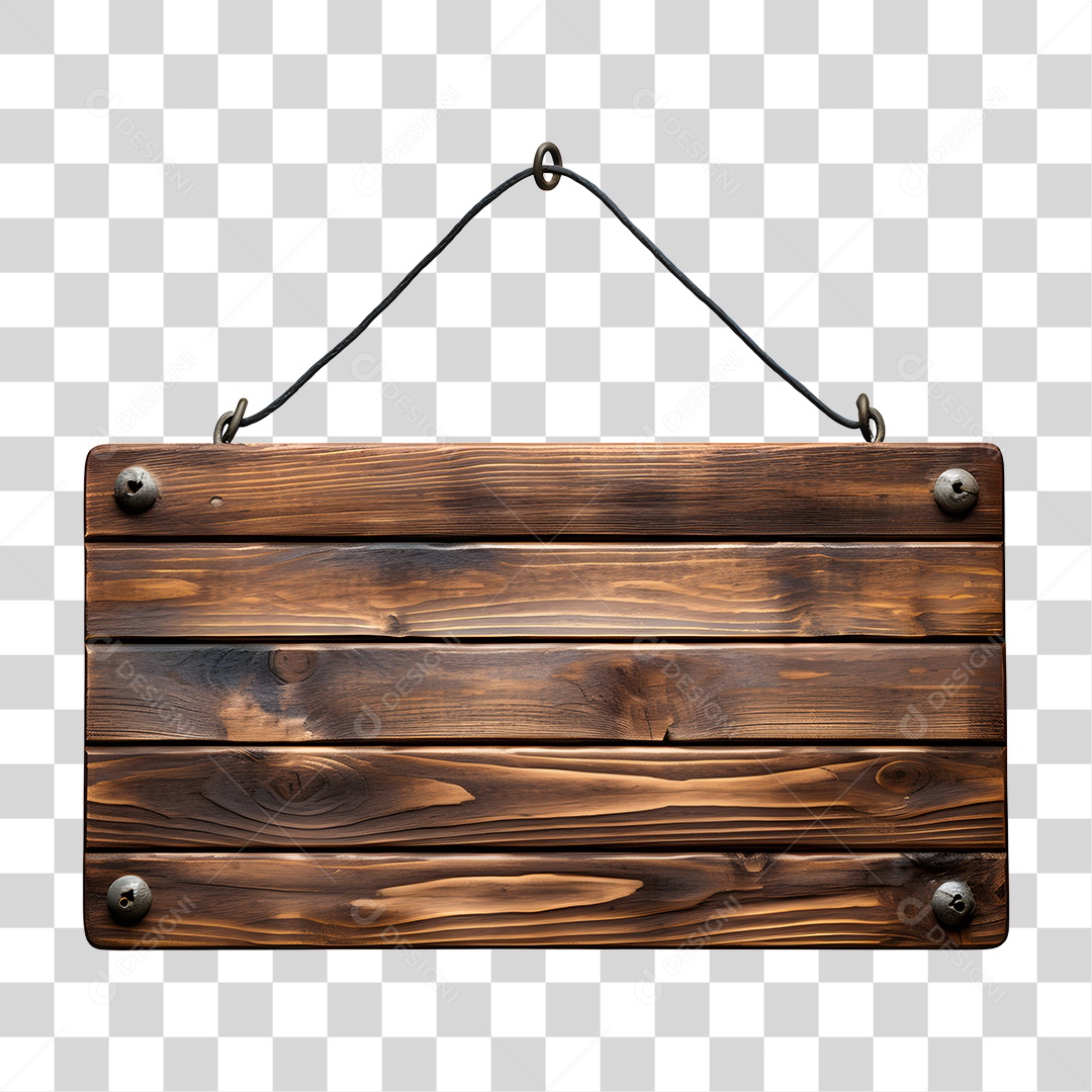 Elemento 3D Placa de Madeira Para Composição PNG Transparente