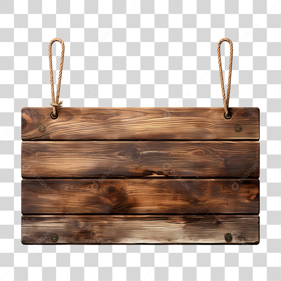 Elemento 3D Placa de Madeira Para Composição PNG Transparente