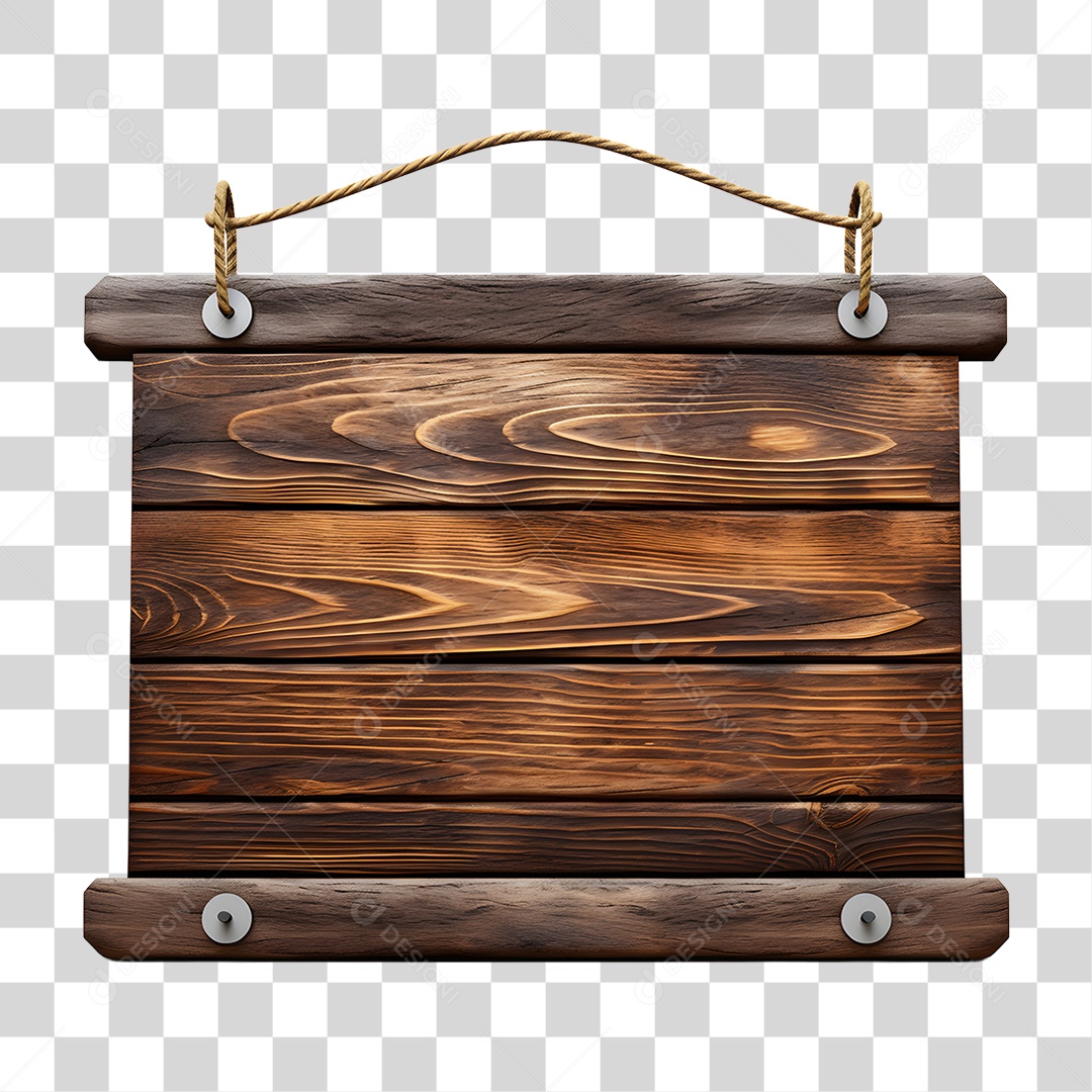 Elemento 3D Placa de Madeira Para Composição PNG Transparente