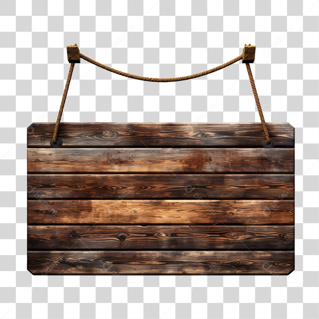 Elemento 3D Placa de Madeira Para Composição PNG Transparente