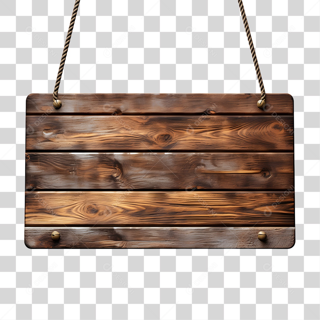 Elemento 3D Placa de Madeira Para Composição PNG Transparente