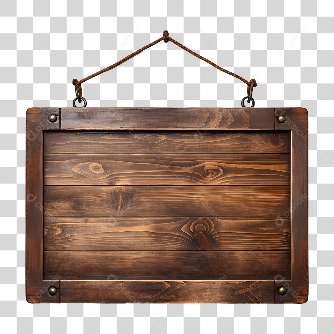 Elemento 3D Placa de Madeira Para Composição PNG Transparente