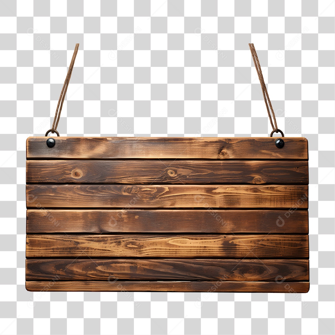 Elemento 3D Placa de Madeira Para Composição PNG Transparente