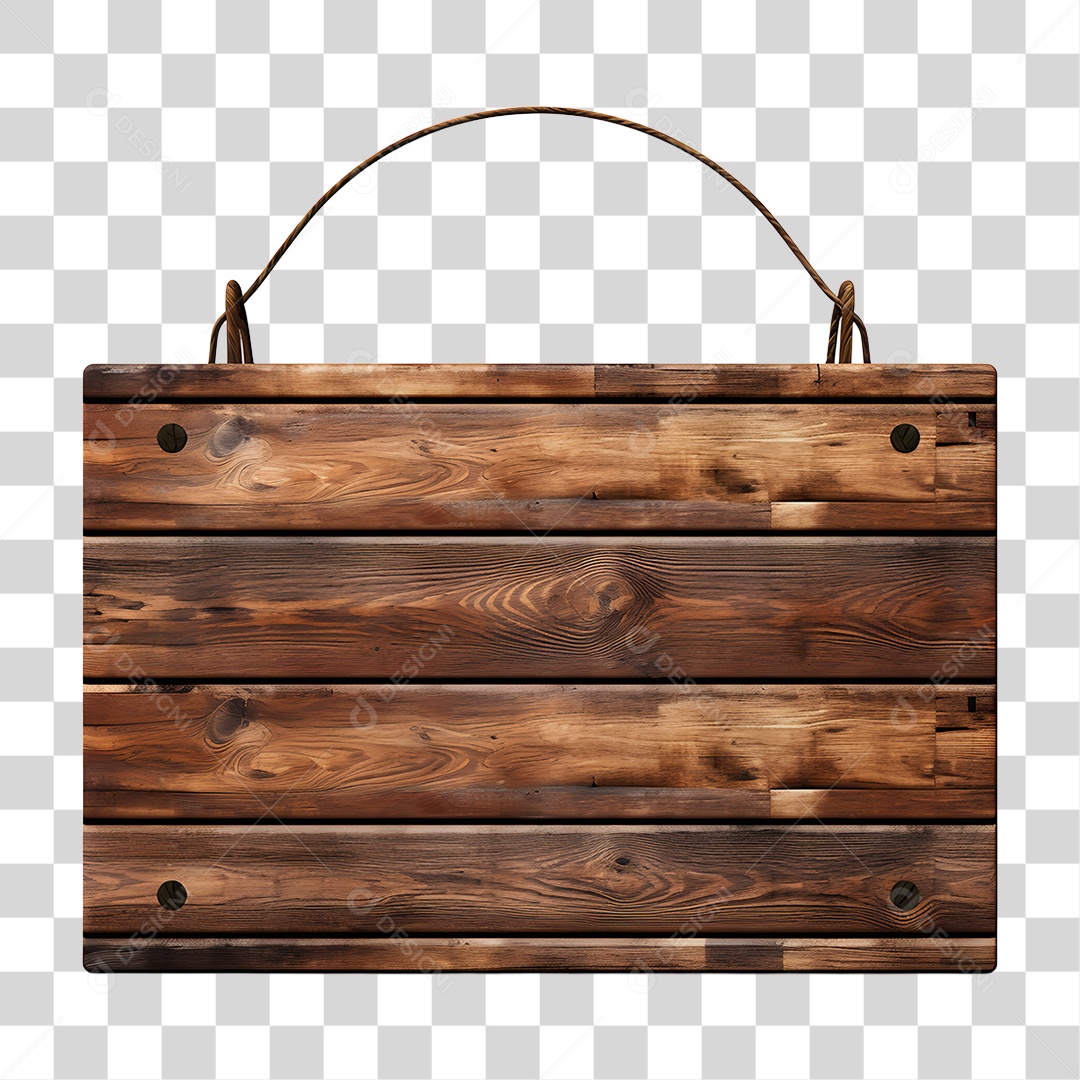 Elemento 3D Placa de Madeira Para Composição PNG Transparente