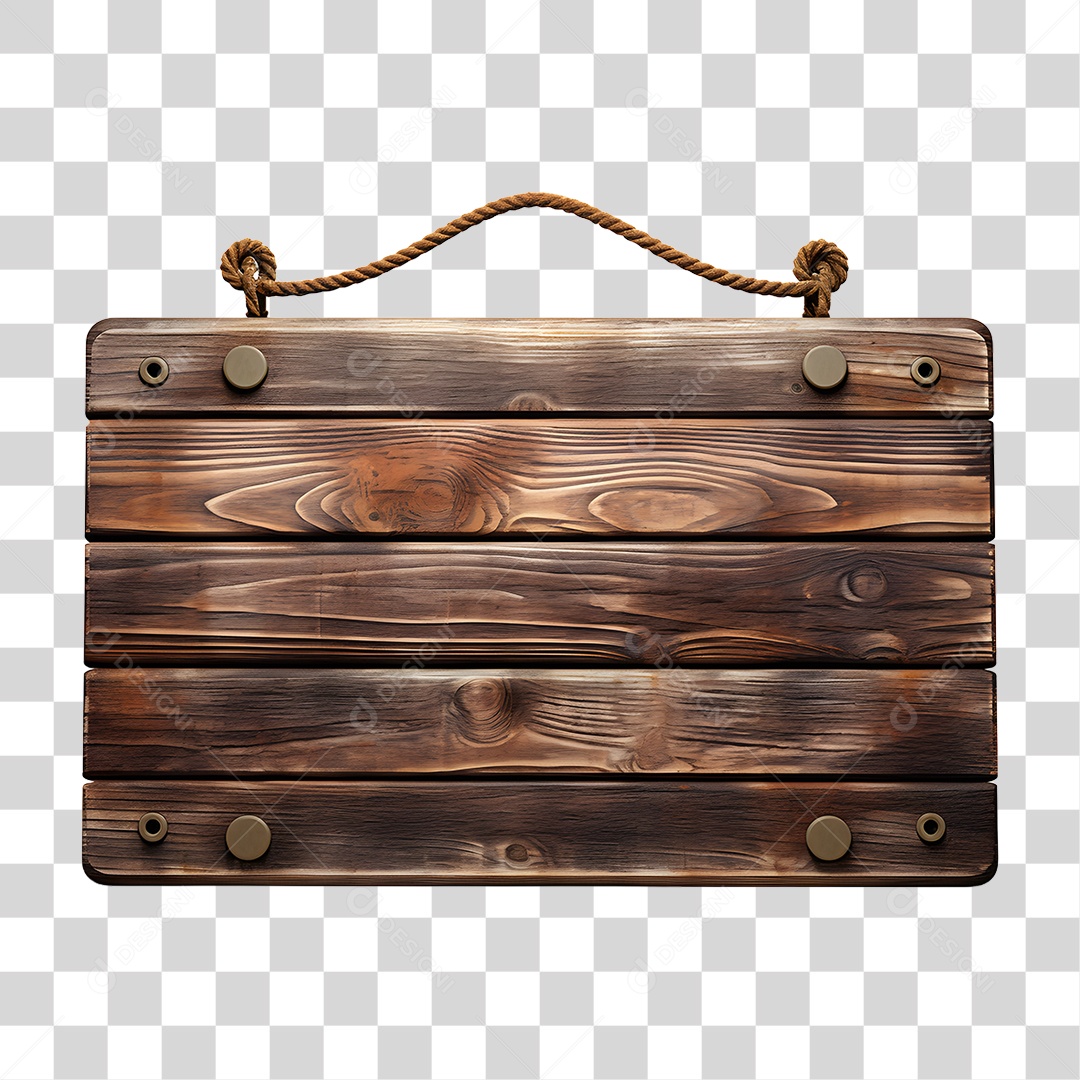 Elemento 3D Placa de Madeira Para Composição PNG Transparente