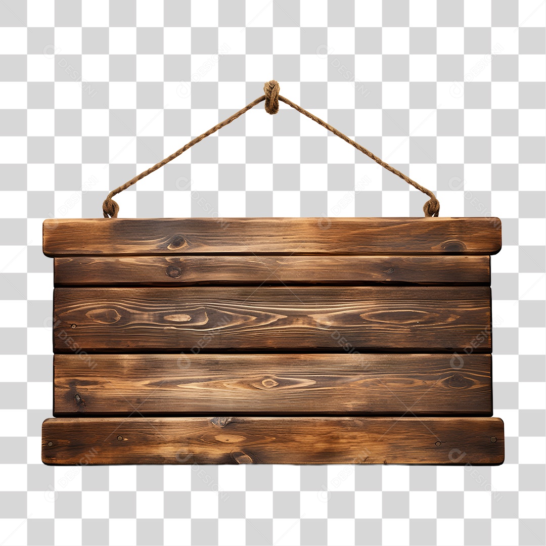 Elemento 3D Placa de Madeira Para Composição PNG Transparente