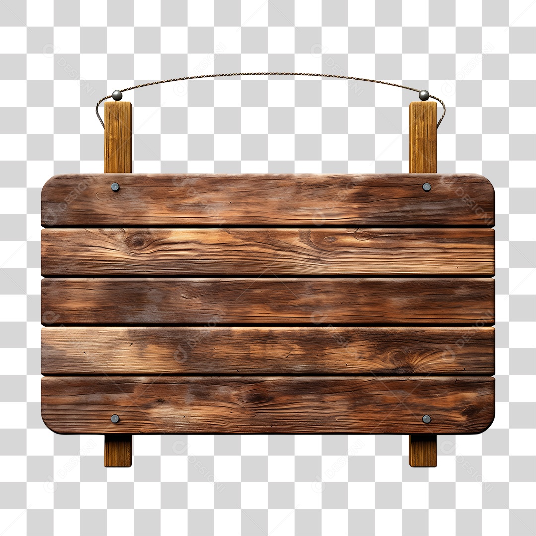 Elemento 3D Placa de Madeira Para Composição PNG Transparente