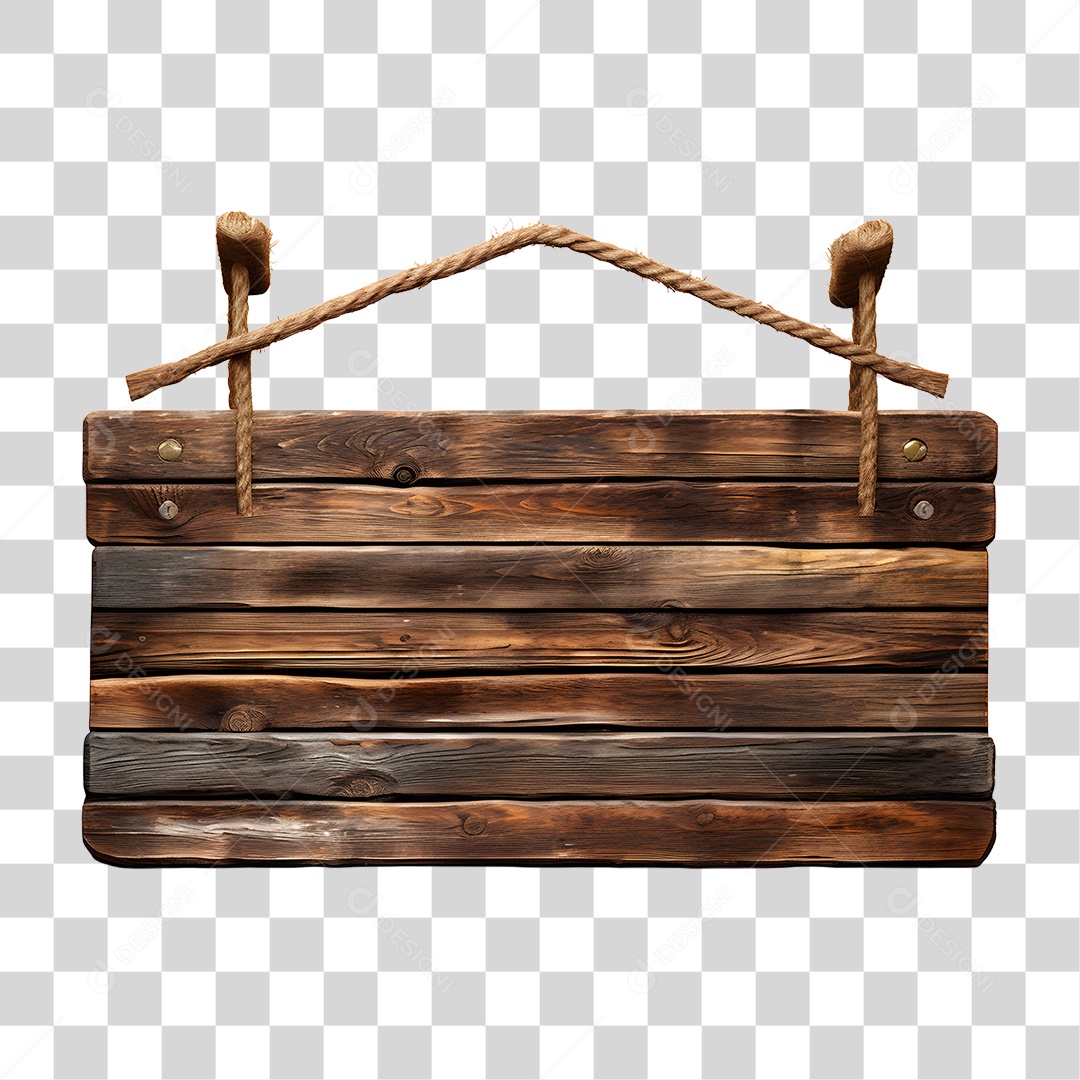 Elemento 3D Placa de Madeira Para Composição PNG Transparente