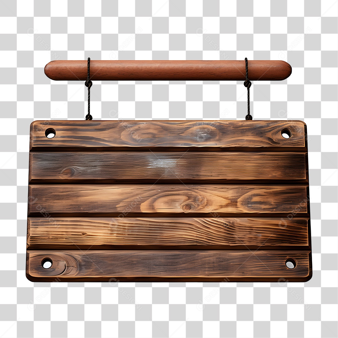 Elemento 3D Placa de Madeira Para Composição PNG Transparente
