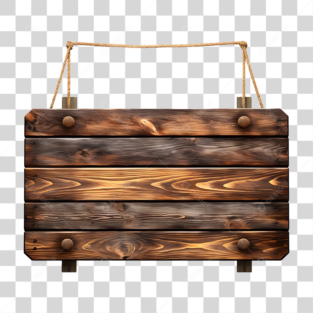 Elemento 3D Placa de Madeira Para Composição PNG Transparente