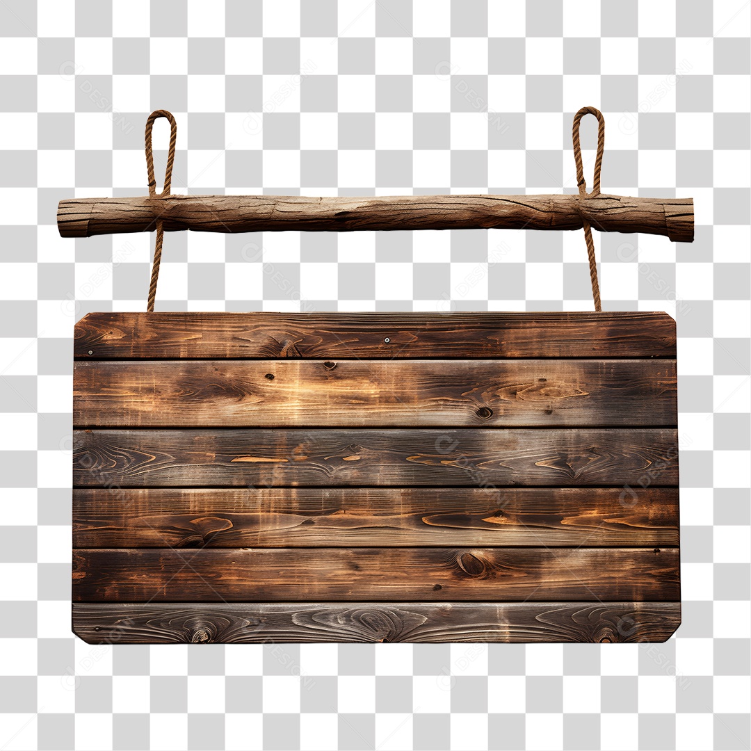Elemento 3D Placa de Madeira Para Composição PNG Transparente