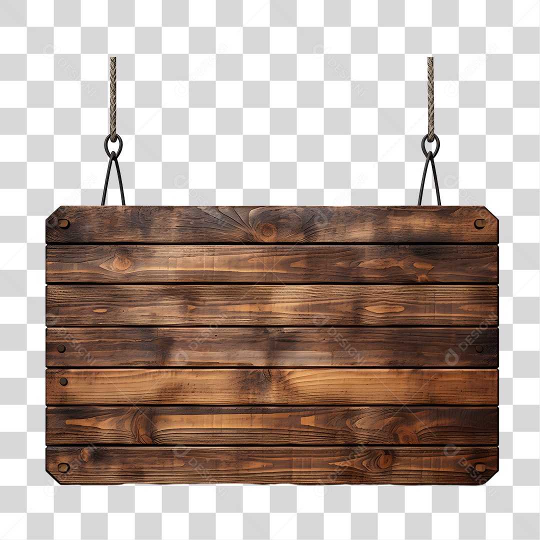 Elemento 3D Placa de Madeira Para Composição PNG Transparente