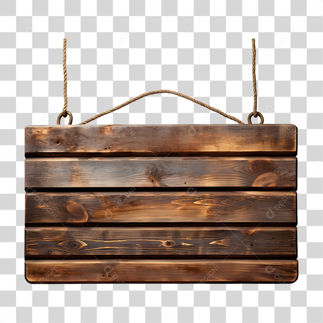 Elemento 3D Placa de Madeira Para Composição PNG Transparente