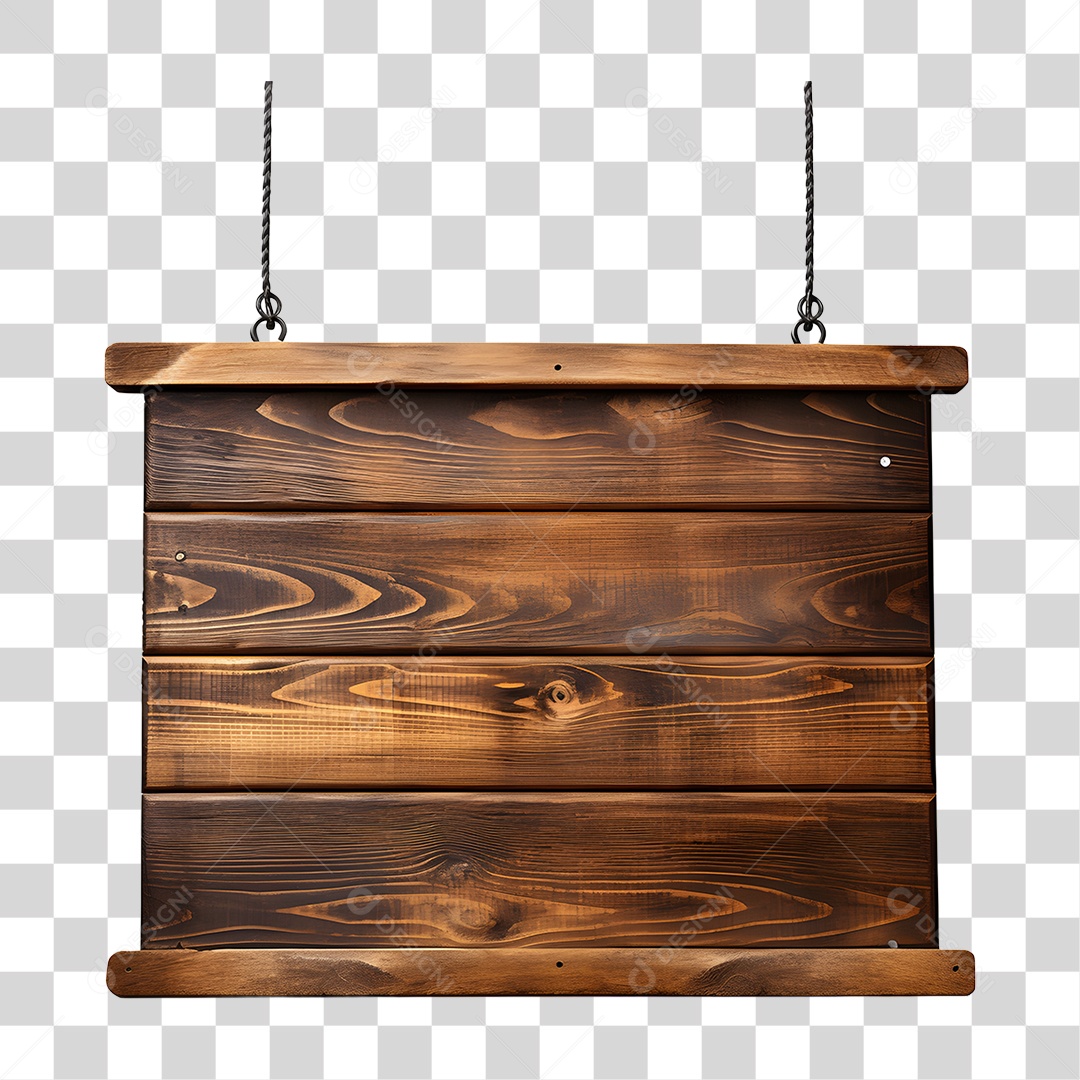 Elemento 3D Placa de Madeira Para Composição PNG Transparente