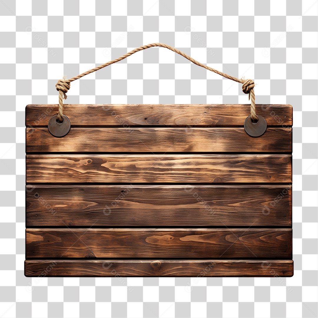 Elemento 3D Placa de Madeira Para Composição PNG Transparente