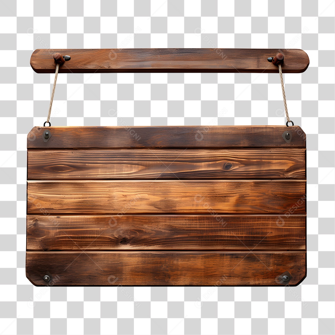 Elemento 3D Placa de Madeira Para Composição PNG Transparente