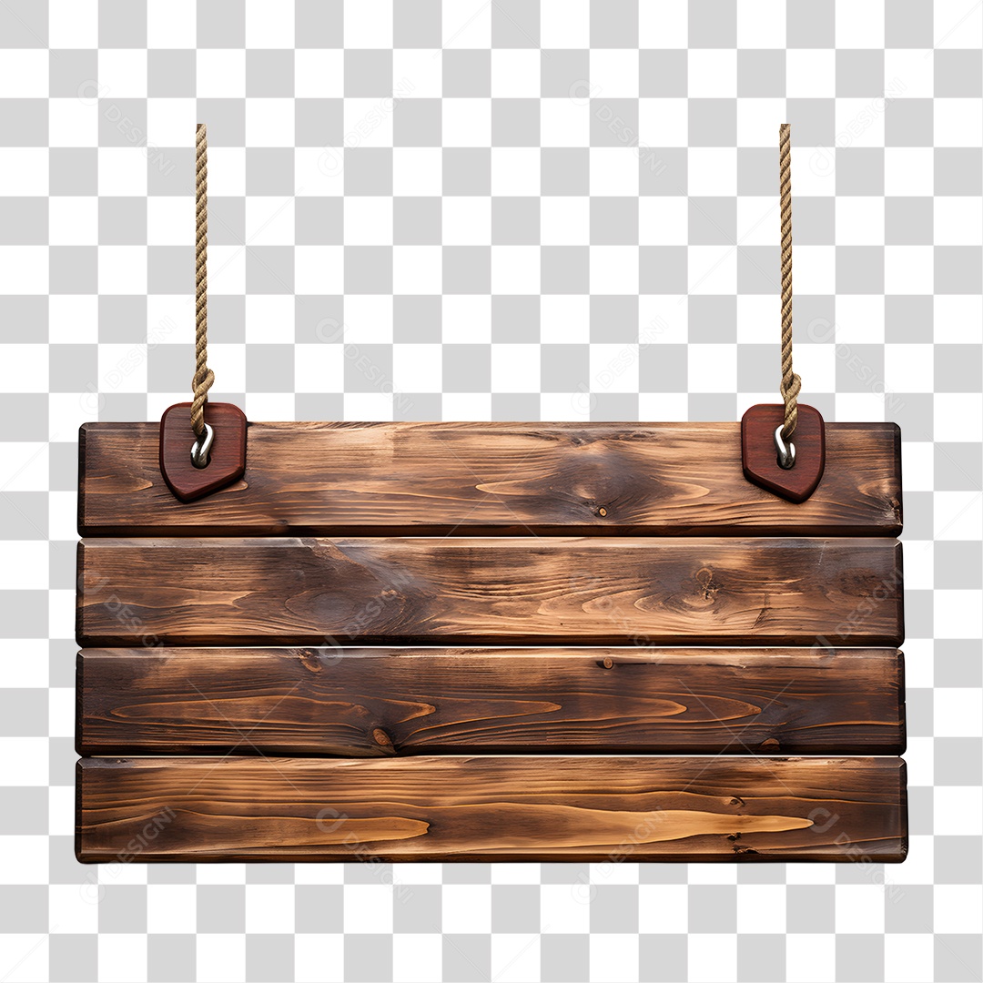 Elemento 3D Placa de Madeira Para Composição PNG Transparente
