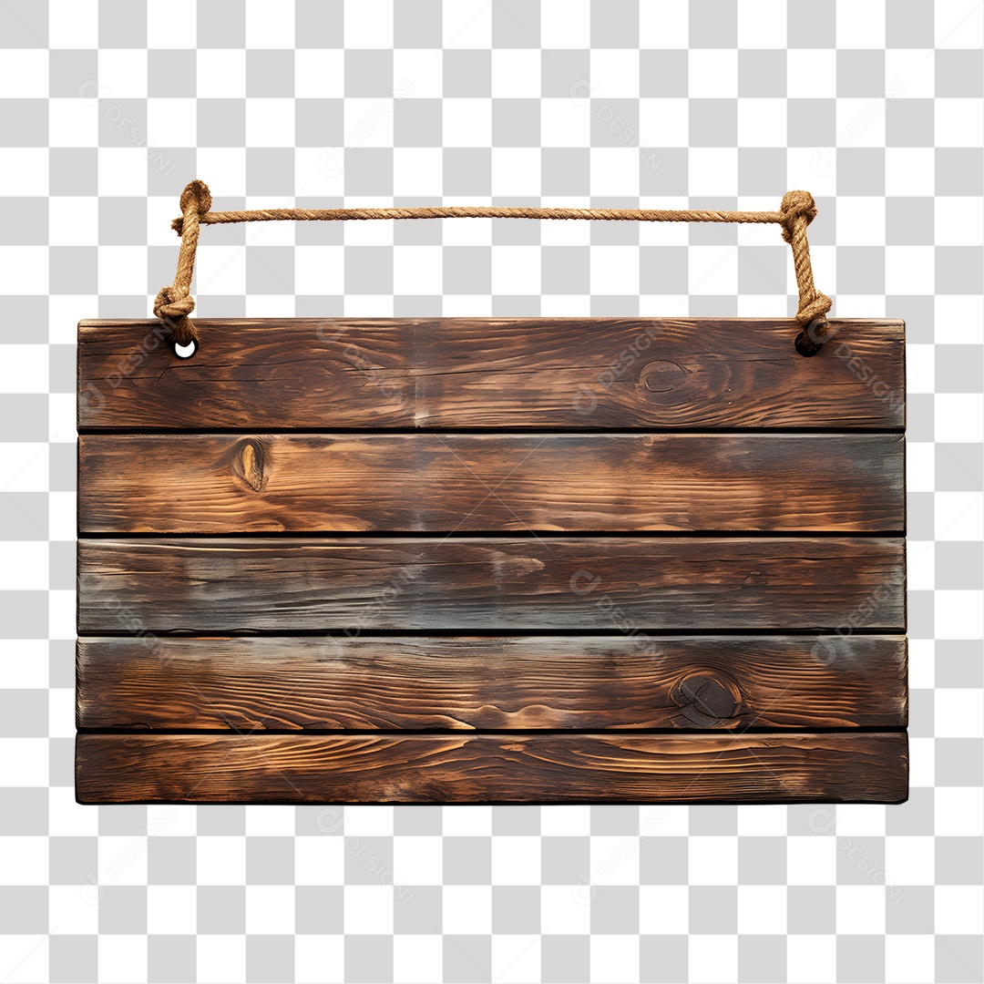 Elemento 3D Placa de Madeira Para Composição PNG Transparente