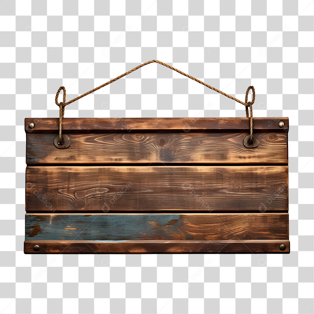 Elemento 3D Placa de Madeira Para Composição PNG Transparente