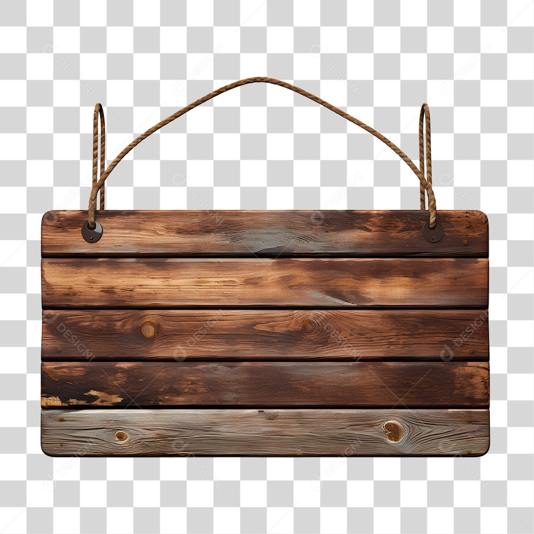 Elemento 3D Placa de Madeira Para Composição PNG Transparente