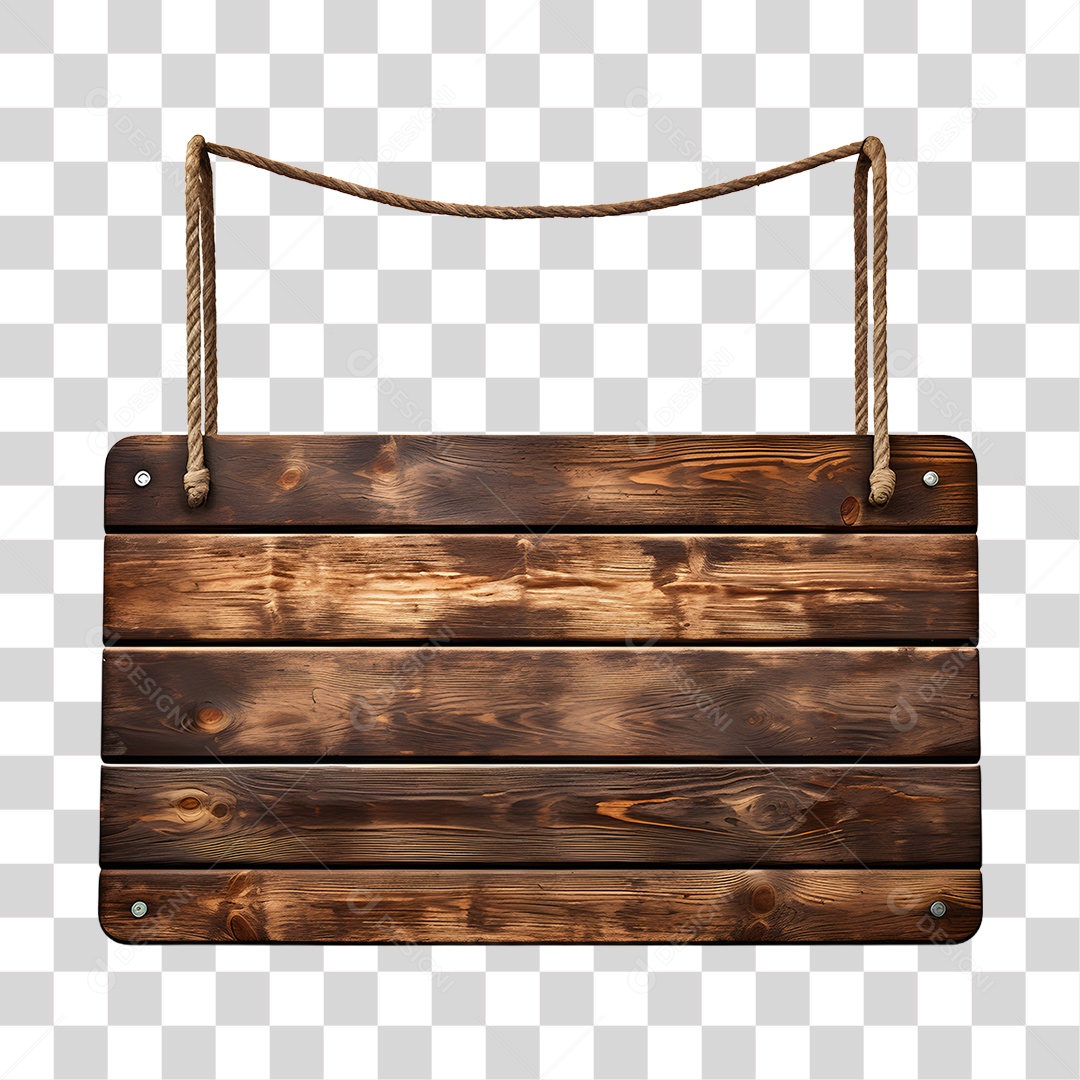 Elemento 3D Placa de Madeira Para Composição PNG Transparente