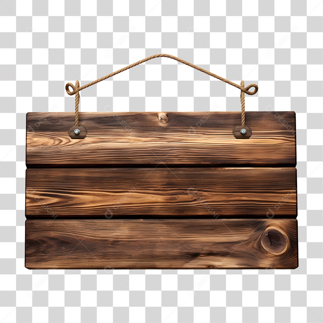 Elemento 3D Placa de Madeira Para Composição PNG Transparente