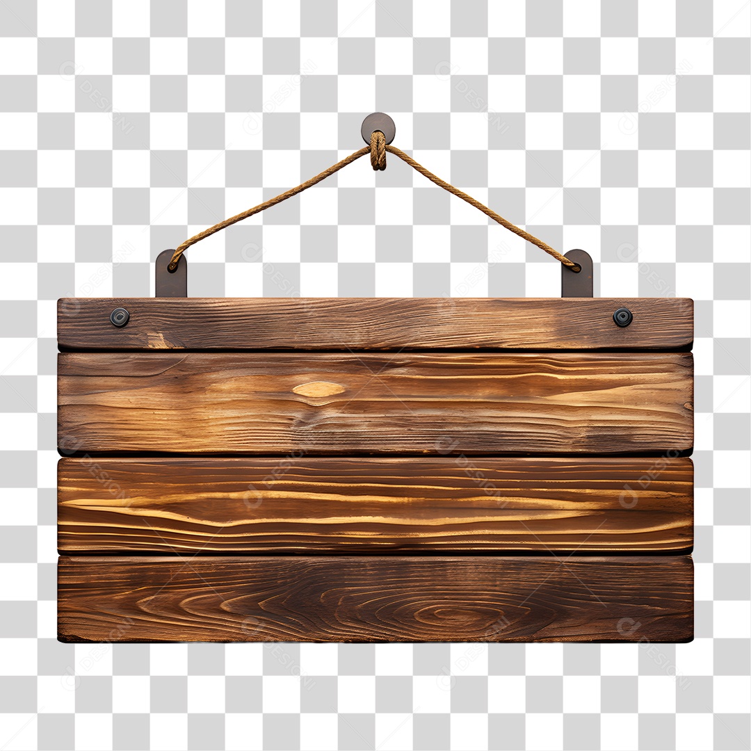 Elemento 3D Placa de Madeira Para Composição PNG Transparente