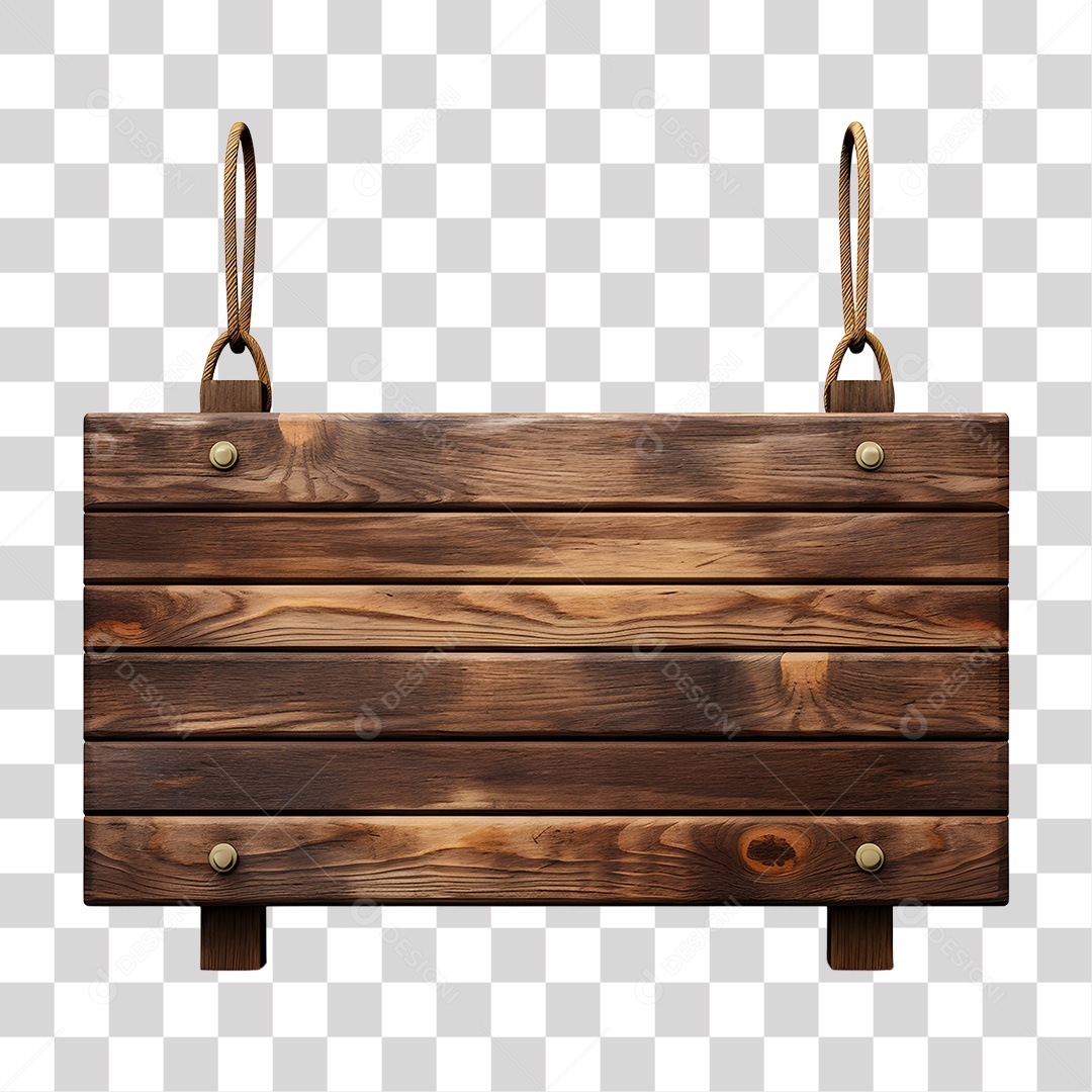 Elemento 3D Placa de Madeira Para Composição PNG Transparente