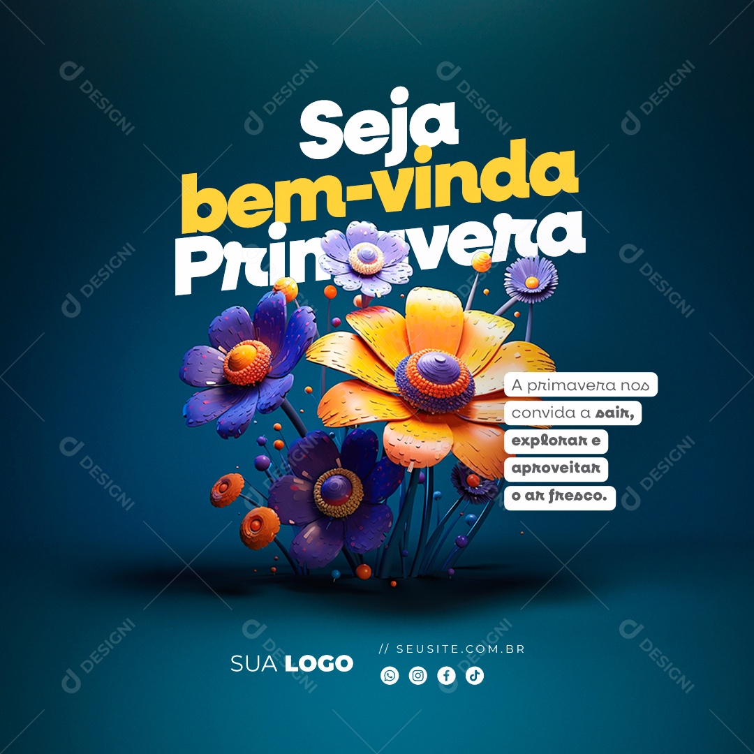 Bem Vinda Primavera nos Convida a Sair Explorar e Aproveitar o Ar Fresco Social Media PSD Editável