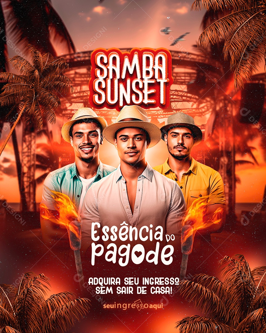 Flyer Samba Sunset Essência do Pagode Social Media PSD Editável