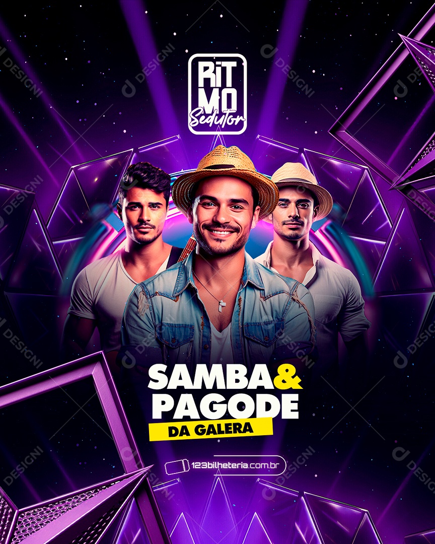 Flyer Ritmo Sedutor Samba & Pagode da Galera Social Media PSD Editável