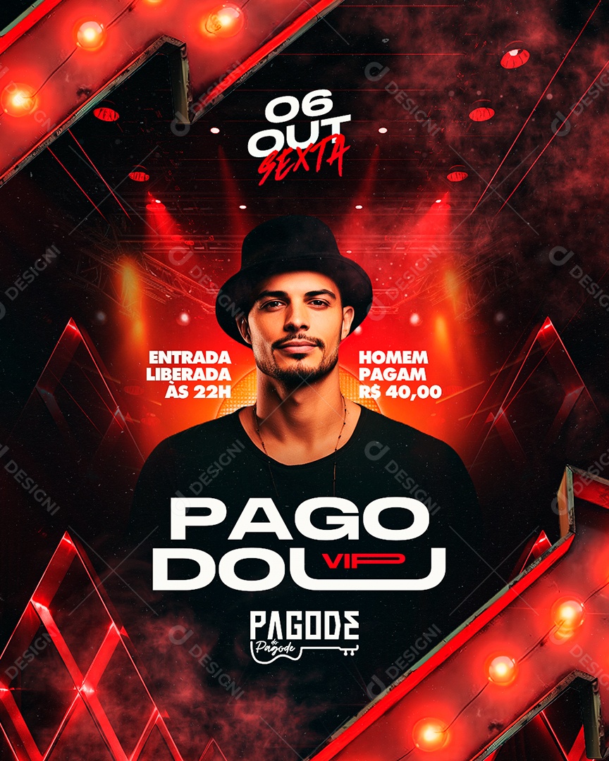 Flyer Pagodou Vip Pagode de Pagode Social Media PSD Editável
