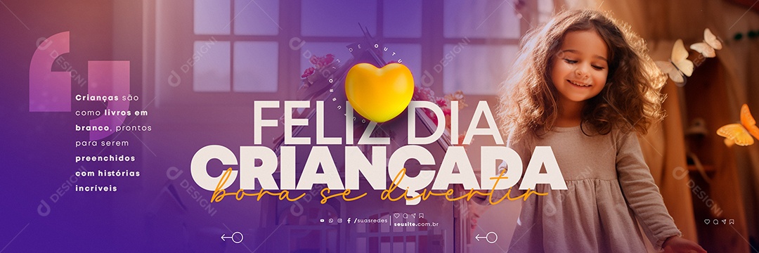 Carrossel Feliz Dia Das Crianças Bora se Divertiu Social Media PSD Editável