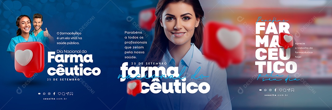 Carrossel Dia Nacional Do Farmacêutico 25 de Setembro Social Media PSD Editável