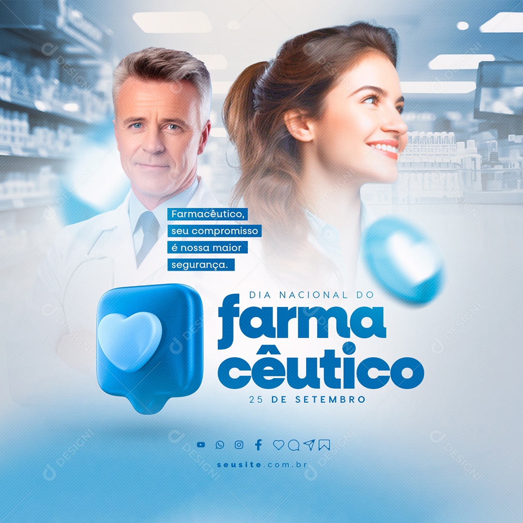 Dia Nacional Do Farmacêutico seu Compromisso é nossa Maior Segurança Social Media PSD Editável