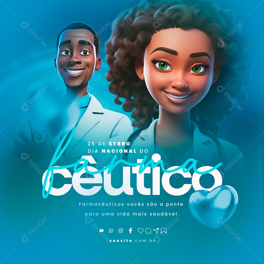 Dia Nacional Do Farmacêutico Vocês são a Ponte para Uma Vida mais Saudável Social Media PSD Editável