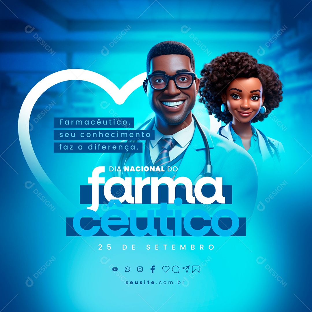 Dia Nacional Do Farmacêutico seu Conhecimento Faz a Diferença Social Media PSD Editável