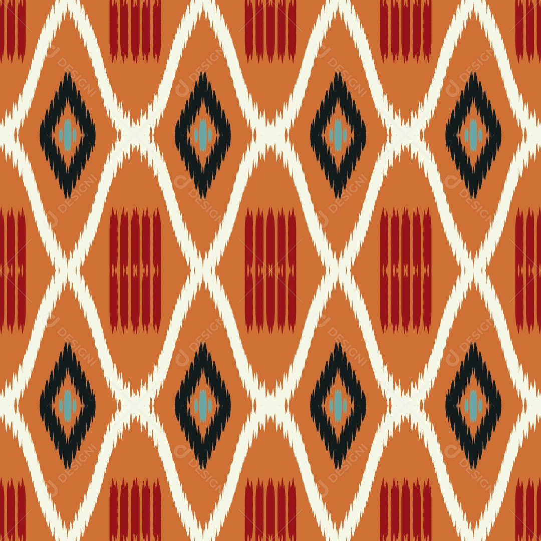 Ilustração Padrão Tribal Tradicional Colorido Vetor EPS