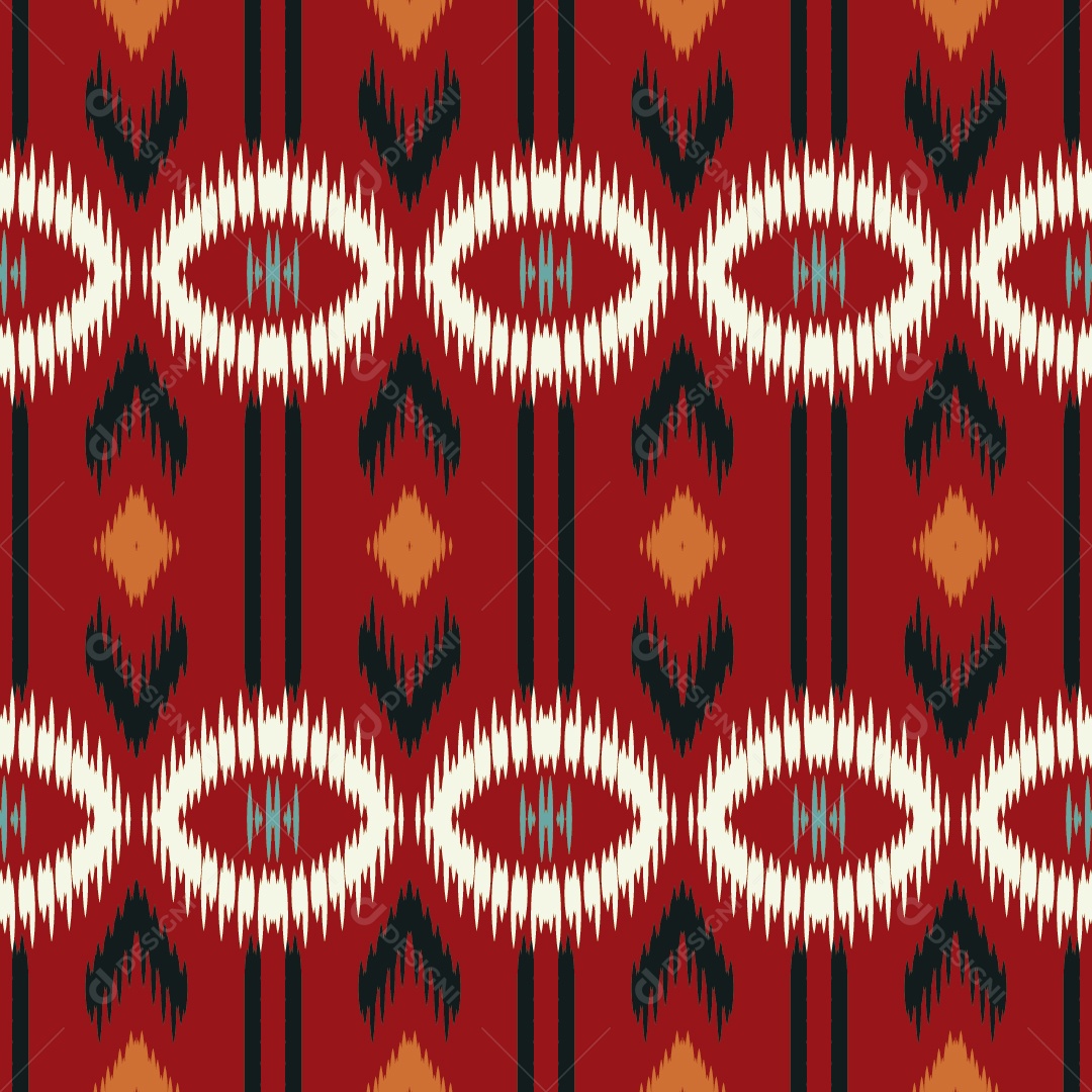 Ilustração Padrão Tribal Tradicional Colorido Vetor EPS