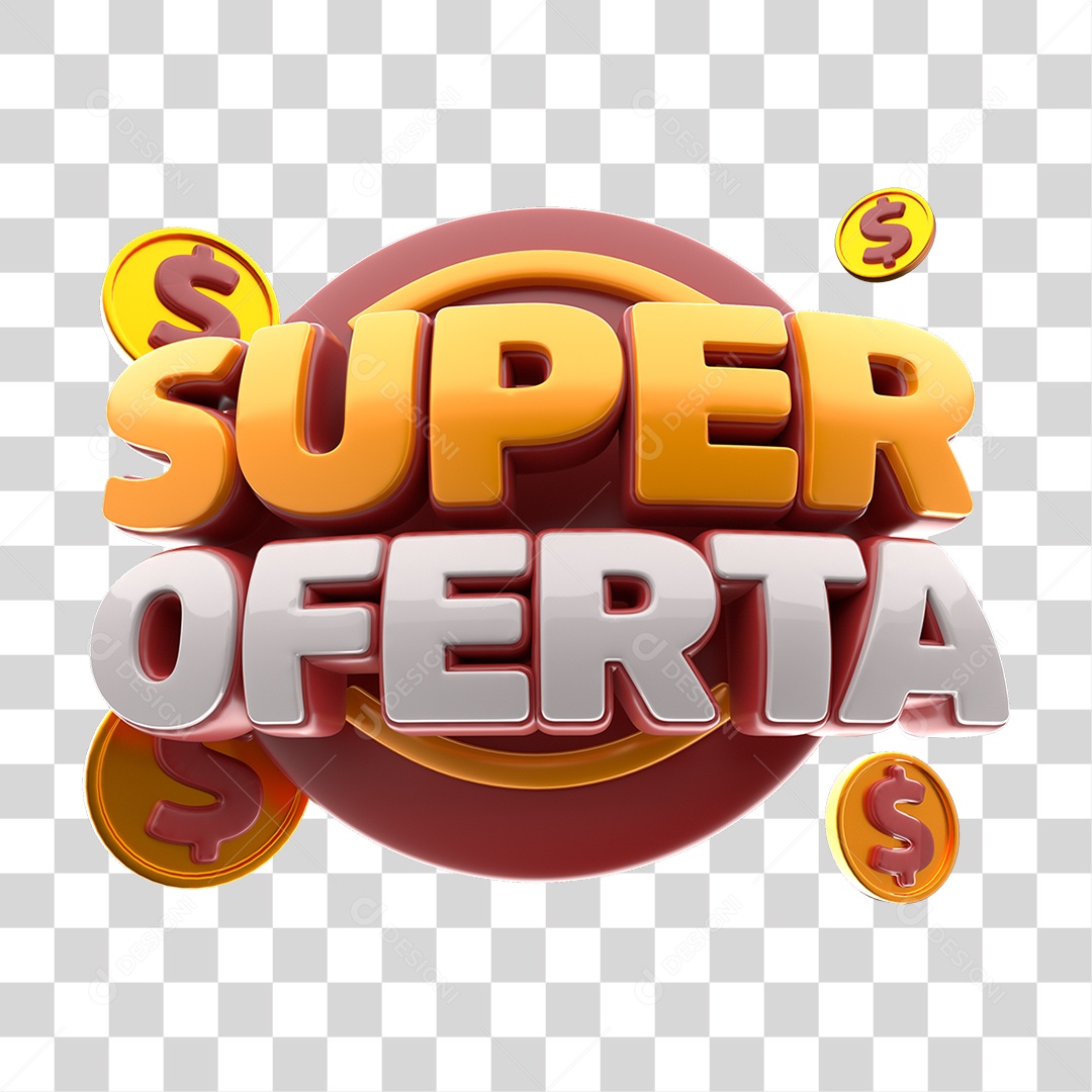 Selo 3D Super Oferta Para Composição PNG Transparente